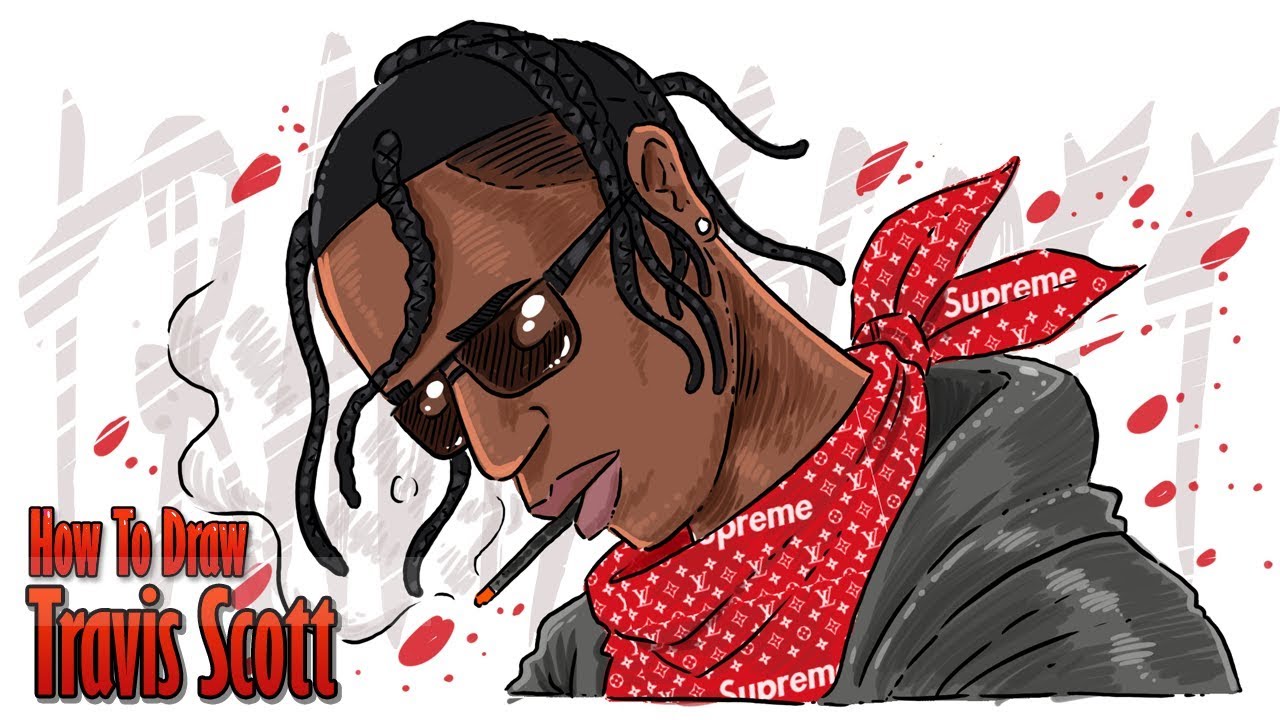 how to draw Travis Scott | supreme step by step
