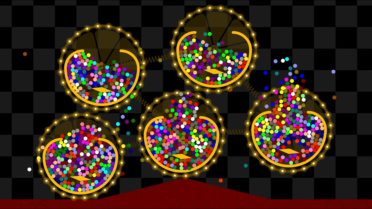 Stay in the Wheel Vehicle - Proliferation Survival Marble Race in Algodoo