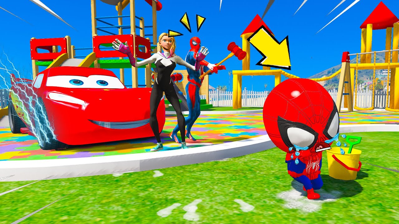 HOMEM ARANHA CASTIGOU O BEBÊ ARANHA E ELE FOI MORAR COM O MCQUEEN DISCUTINDO NO GTA 5! 😡🚗💨