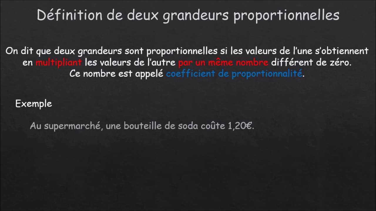D&eacute;finition grandeurs proportionnelles