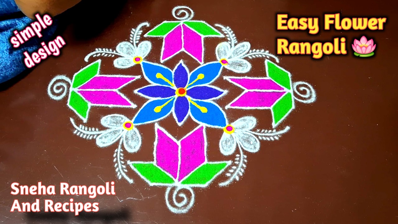 Easy Flower Rangoli Design 🌸✨ | Colorful Kolam Art Step by Step 🎨 | Beautiful Rangoli for Home 🏡