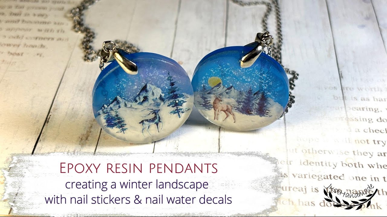 JustHandmade - Epoxy resin - How to create a winter landscape with nail stickers & nail water decals