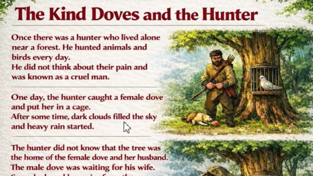 The Kind Doves And The Hunter | How to read English | English reading practice | English learning ||