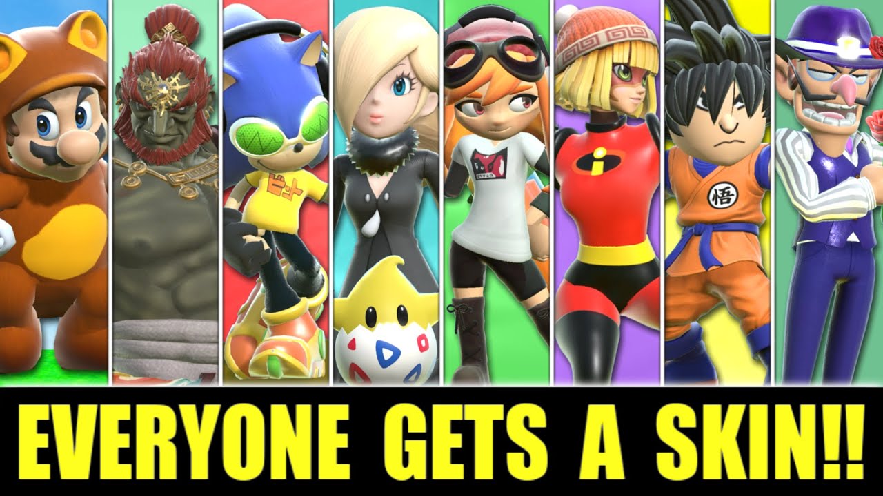 All 90 Characters With CUSTOM SKINS in SUPER SMASH BROS. ULTIMATE!
