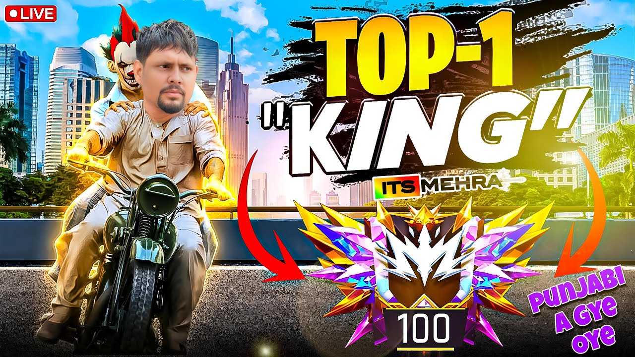 🔴Free Fire Top One King Rank Push | Pro Gameplay Live Custom | Its Mehra #garenafreefire