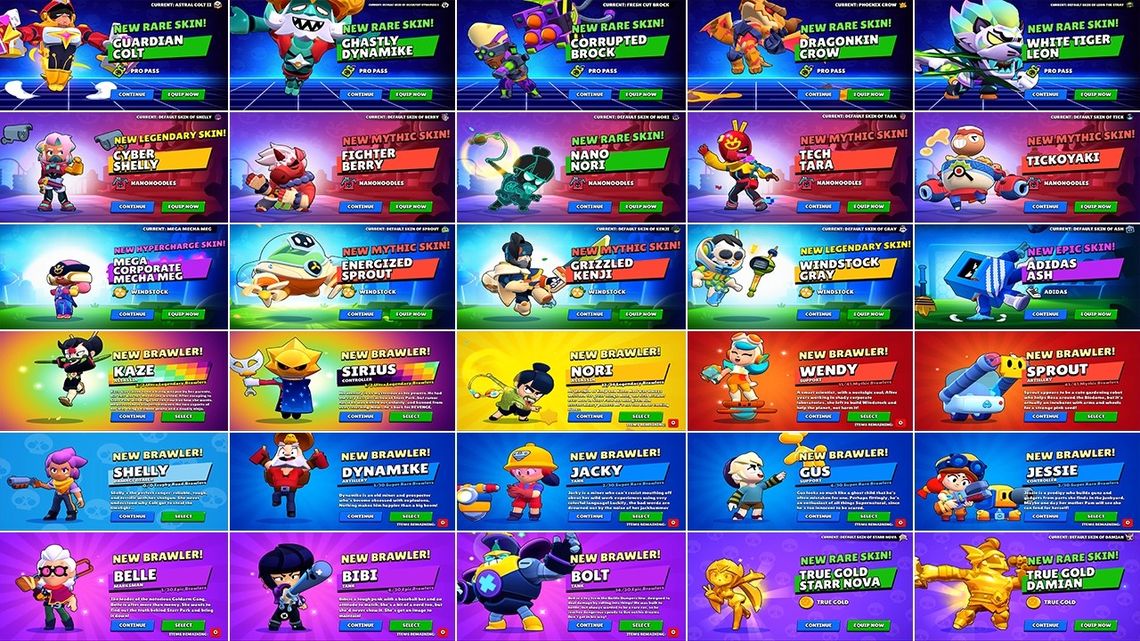 All Brawlers & All Skins Unlock Animations | Wendy, Nori in Brawl Stars