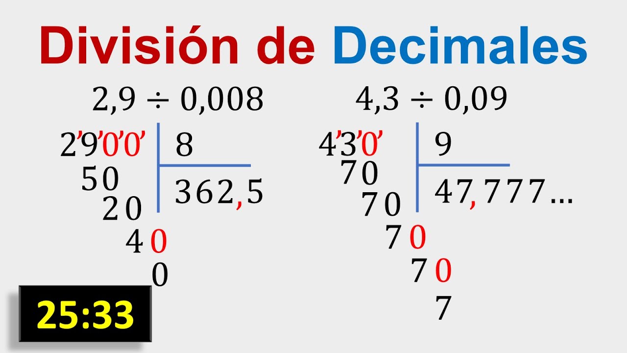 División de un Número Decimal entre Otro Número Decimal | Explicación Paso a Paso