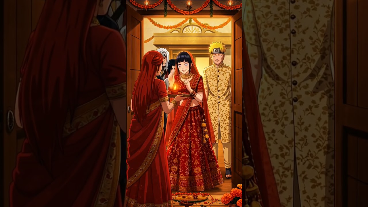 Naruto & Hinata Indian Wedding | Ganesh Puja, Grah Pravesh & First Rasoi 💍🏍️✨ #shorts #naruto #edit