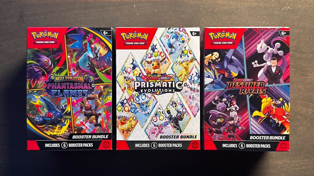 Рождественская распродажа! Набор из 3 бустеров Pokemon: Prismatic, Destined Rivals и Phantasmal F...