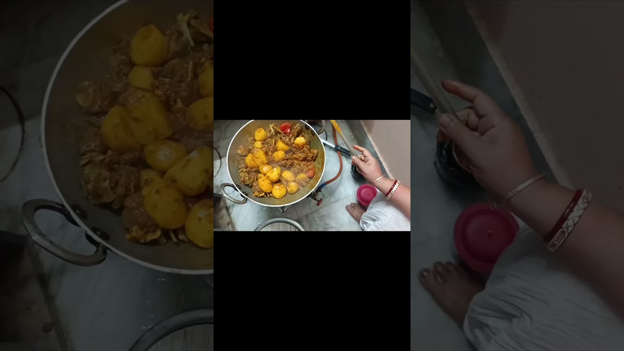Alu diye lal lal mutton er patla jhol. 