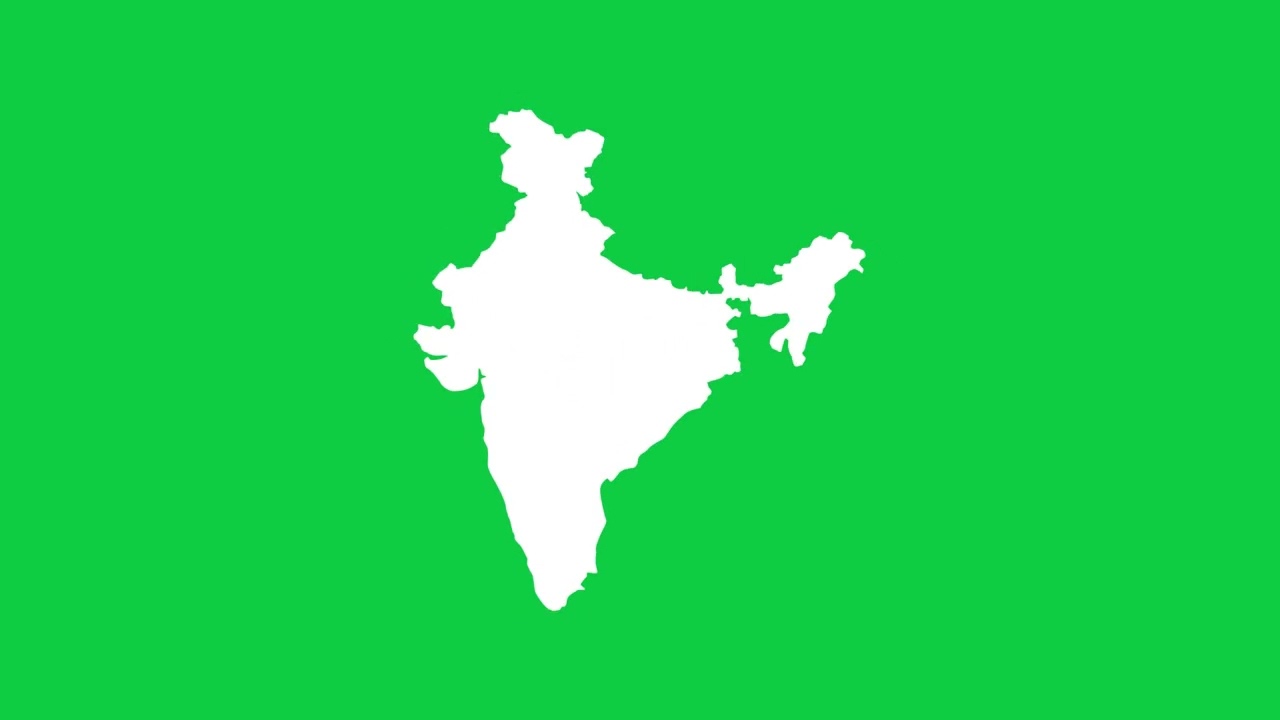 Solid Black India Map Shape Animation | Green Screen