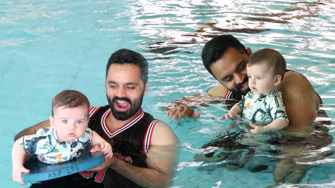 OUR BABY NOAH'S FIRST SWIMMING LESSON *SO MUCH FUN*