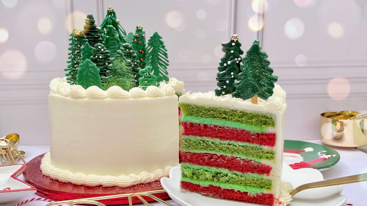 La Única Receta de PASTEL de NAVIDAD que Necesitas Este Año🌲CHRISTMAS VELVET cake🎄suave y esponjoso