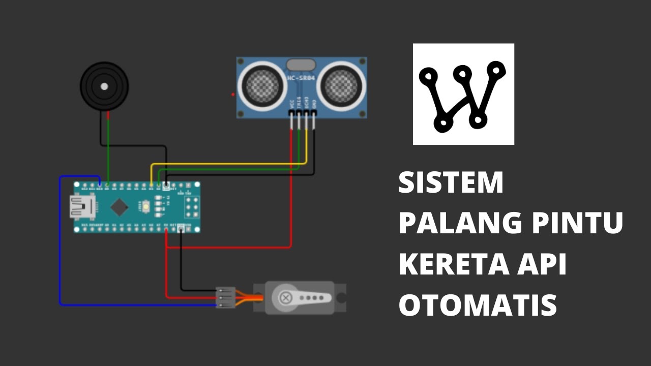 Sistem palang pintu Kereta Api otomatis menggunakan sensor jarak dengan platform Wokwi