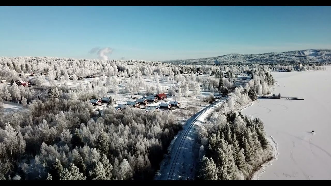 Sweden, Rättvik, drone footage of Autumn and winter
