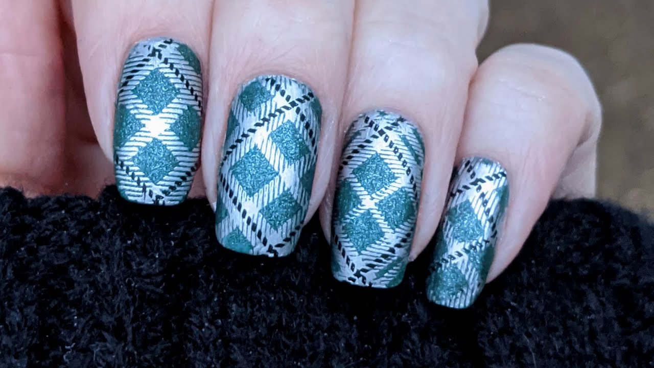 Plaid Nail Art Design with UberChic Pretty in Plaid Nail Stamping Plate