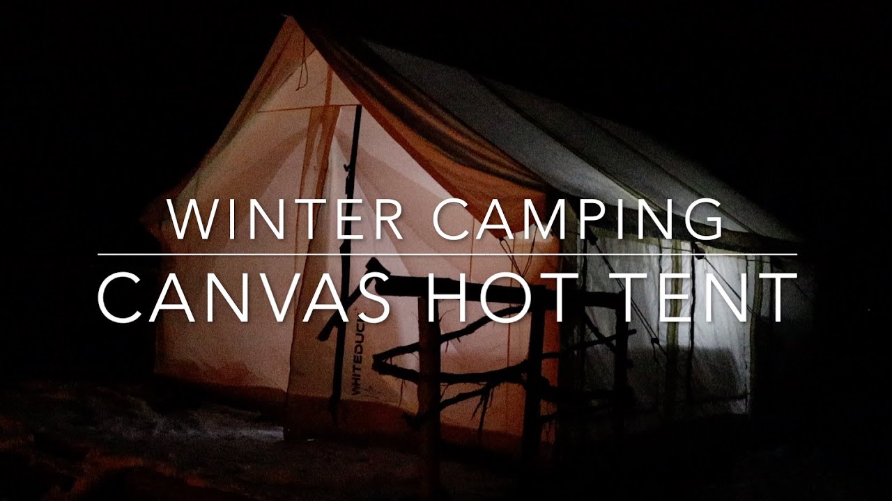 Winter Hot Tent Camping, White Duck Alpha Pro Canvas Wall Tent