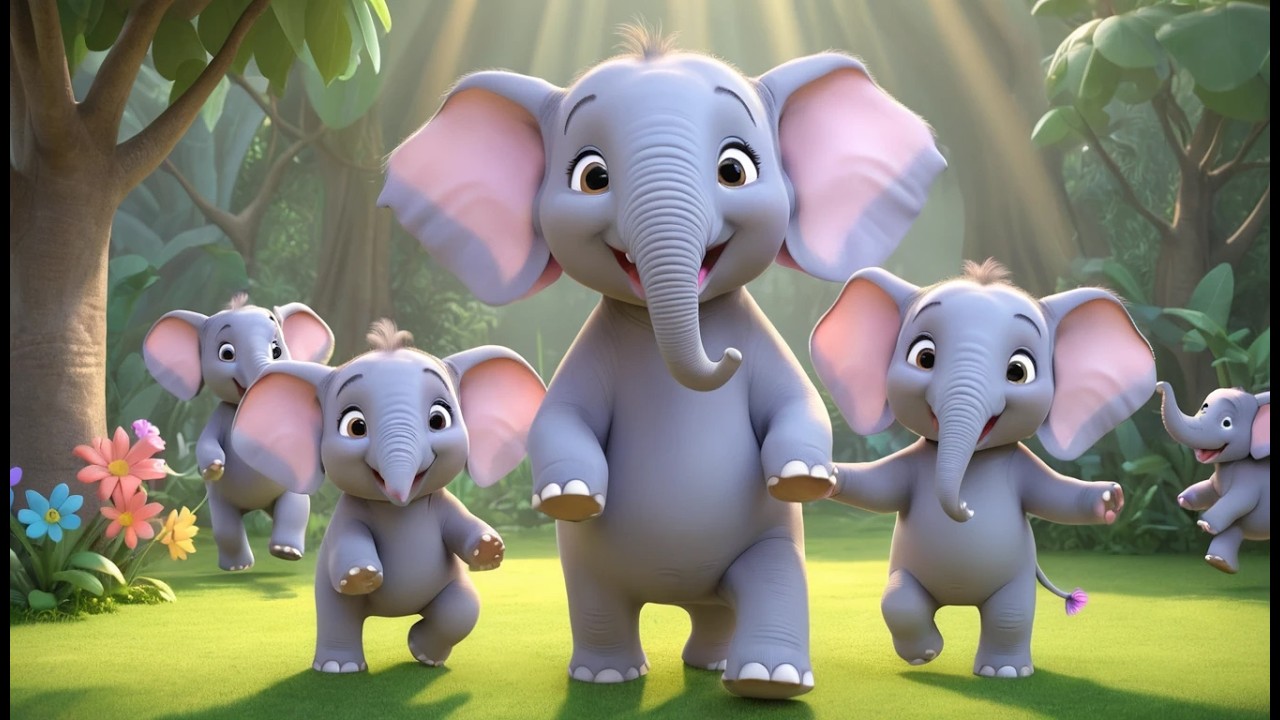 Vijf Kleine Babyolifantjes Stampen, Stampen | Jungle Liedjes & Tellen Voor Kinderen