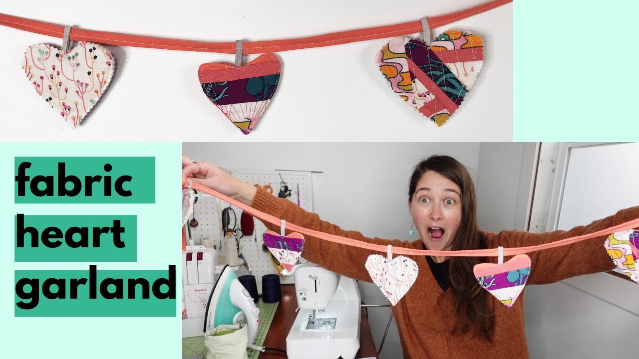 How to make a heart garland. Cute fabric heart banner.