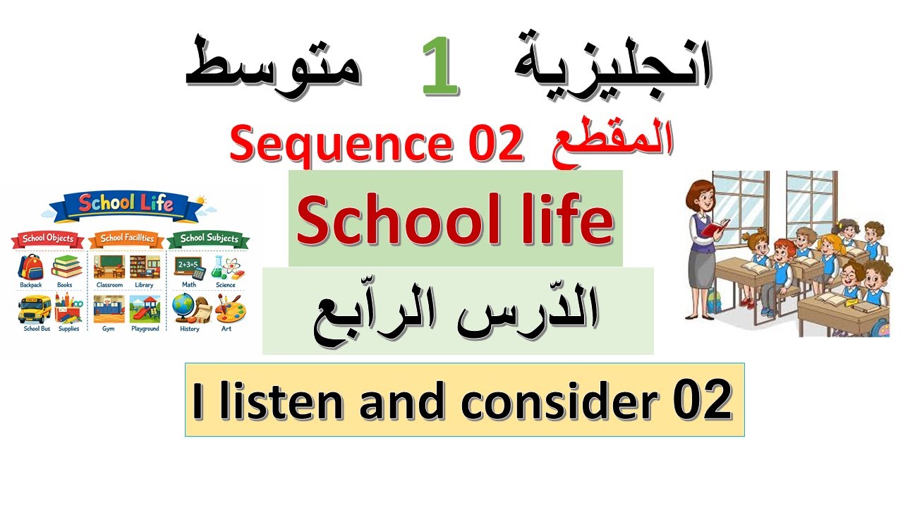 Sequence 02         School Life    Listen and consider 2                   انجليزية 1 متوسط  الدرس 4
