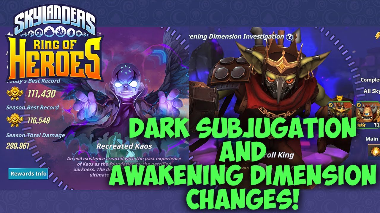 Skylanders: Ring of Heroes - Awakening Dimension and Dark Subjugation Rebalance