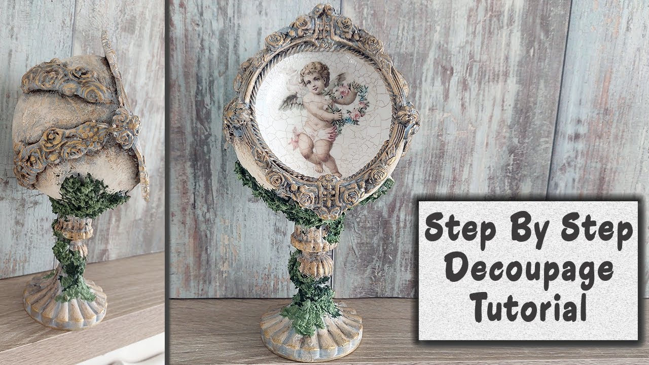 🩵Decoupage Angel on Stand🩵Step by Step Tutorial #decoupage  #homemade #mixedmedia #homedecor
