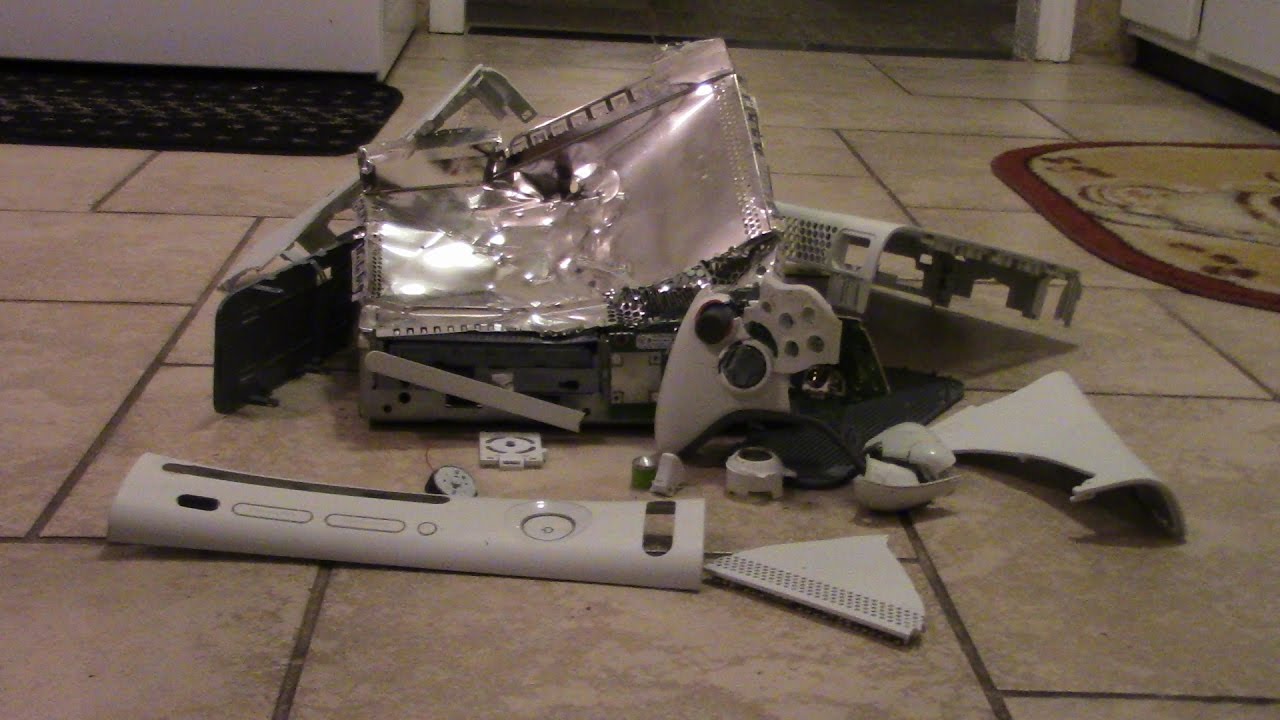 psycho mom destroys XBOX 360 son finishes it off