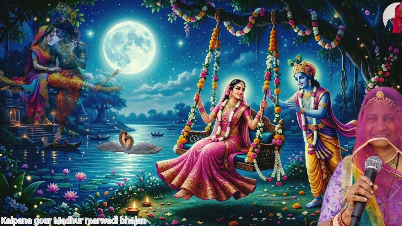 पूर्णिमा भजन #पूरी ने पूनम कैरी रात,सांवरिये हींडो मांडियो ✨#hindugod #radheradhe #trending #song 