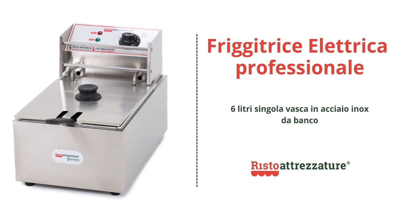 Friggitrice Elettrica professionale 6 litri singola vasca in acciaio inox