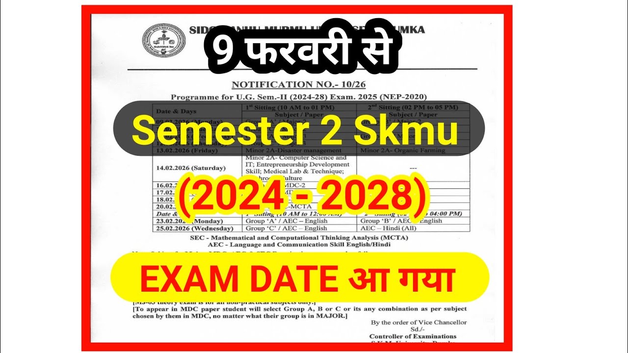 SKMU Semester 2 Exams: The Date is SET