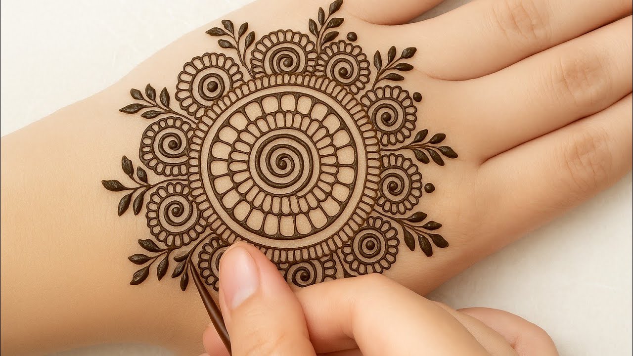 Mehndi design back hand side simple 🌸||Easy goltikki mehndi design 