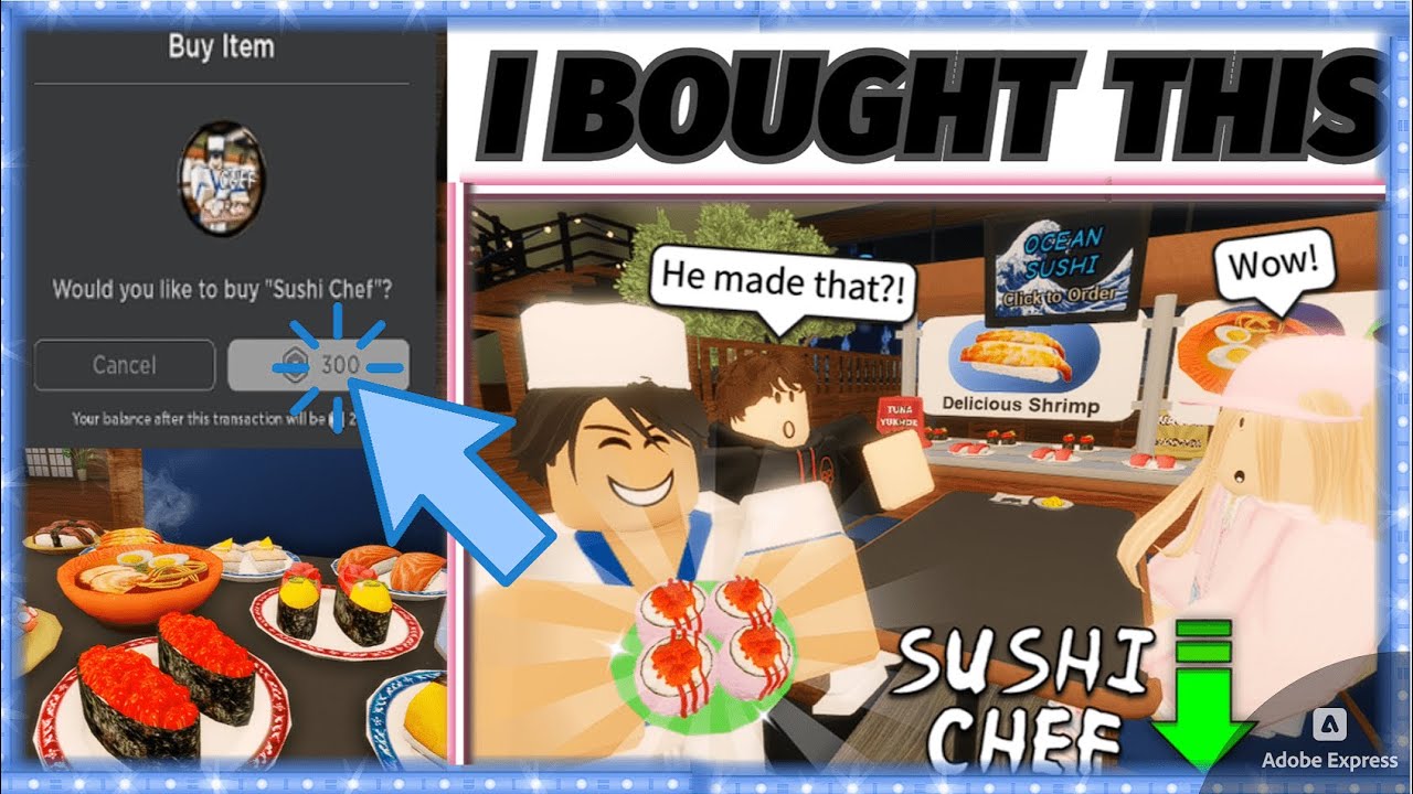 Roblox Conveyor Sushi Restaurant I Used Robux to be the chef Cook - Gameplay