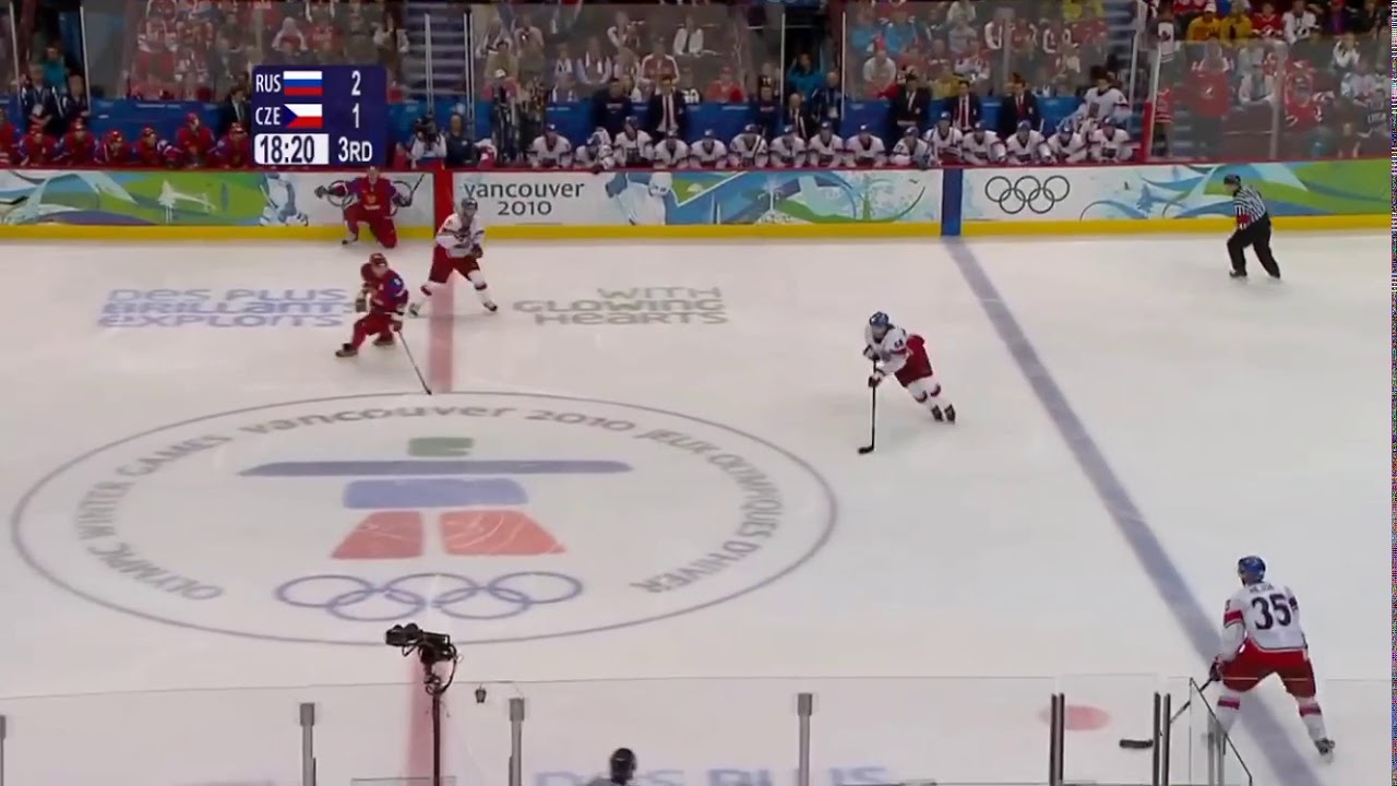 Alexander Ovechkin big hit Jarom&iacute;r Jagr and Malkin scores, Olympics 2010, Best Quality