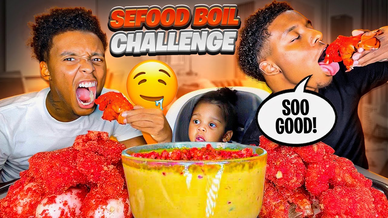 HOT CHEETOS LOBSTER TAILS SEAFOOD BOIL MUKBANG CHALLENGE SABOTAGE Alfredo cheese SAUCE