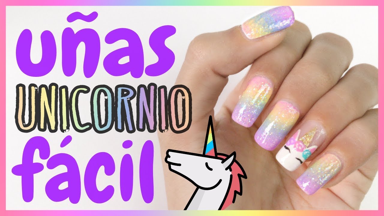 UÑAS de UNICORNIO Y ARCOIRIS · MANICURA FÁCIL Y RAPIDA 💅🏼🦄