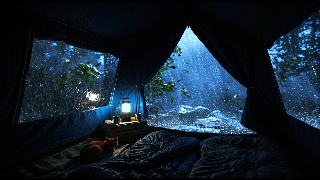 🔴 Heavy Rainy Midnight Surrounding a Hidden Woodland Shelter with Rain Sounds