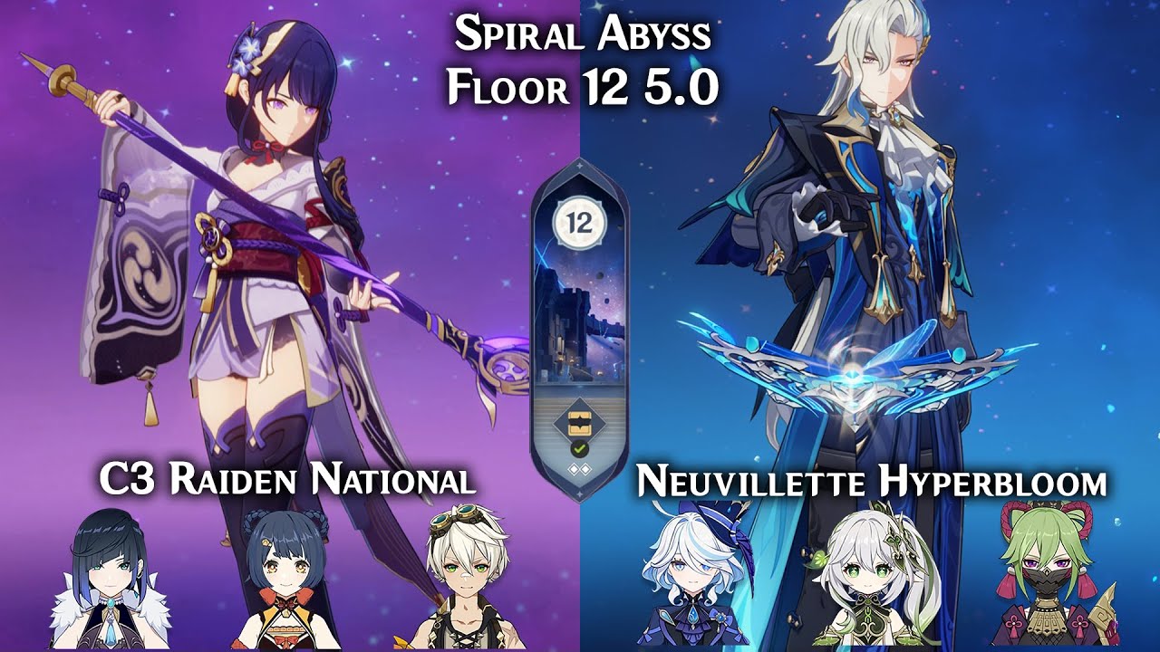 NEW Spiral Abyss 5.0! C3 Raiden National & Neuvillette Hyperbloom | Floor 12 Genshin Impact