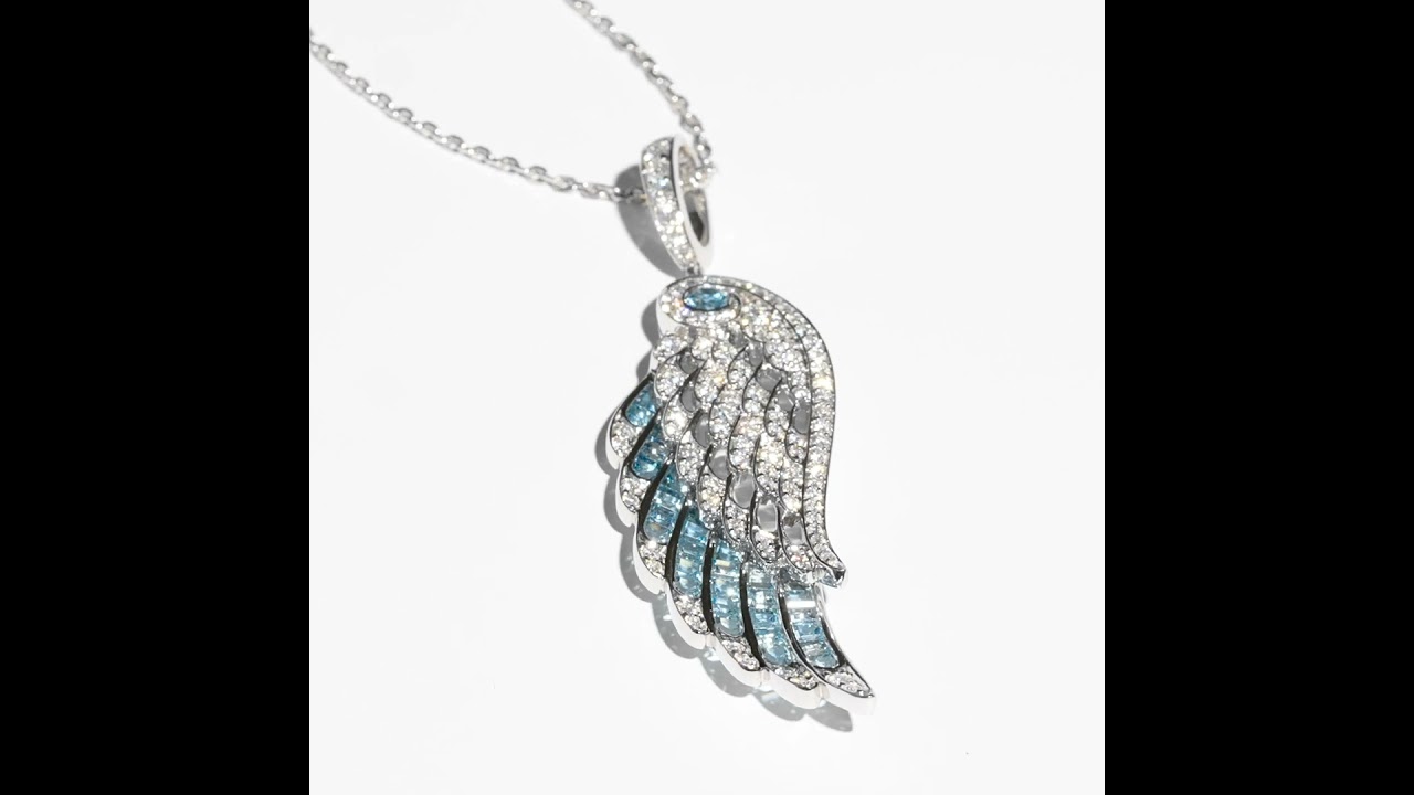 Wings Embrace Aquamarine and Diamond Pendant