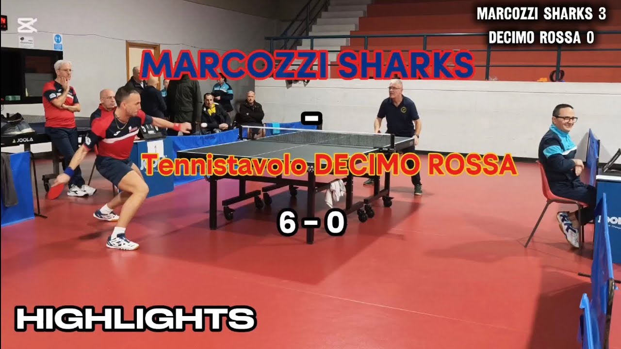 Serie D2 - 9°Giornata, MARCOZZI SHARKS - Tennistavolo DECIMO ROSSA 6-0. HIGHLIGHTS. 🏓