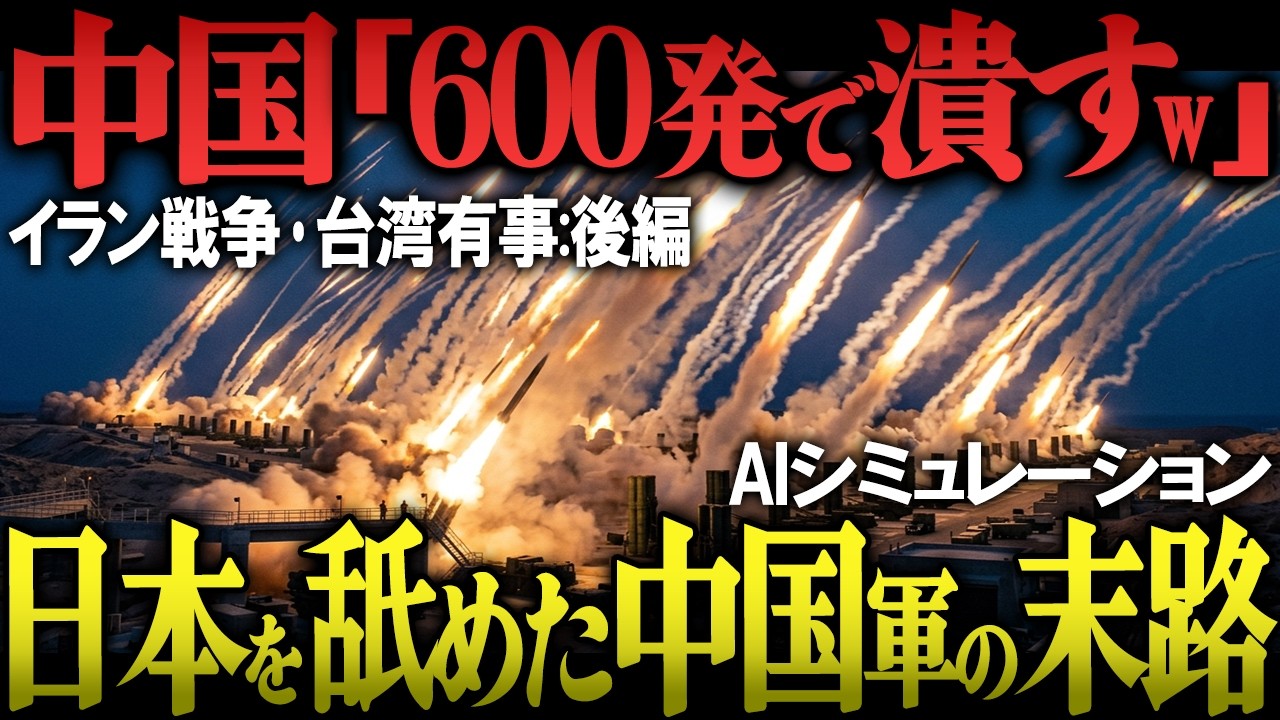 【日中大激突】中国「600発で潰す」もしも中国が史上最大規模のミサイル飽和攻撃で日本を奇襲したら…自衛隊の大迎撃で中国軍が戦闘不能！イラン戦争に紛れて台湾侵攻した結果【AIシミュレーション】
