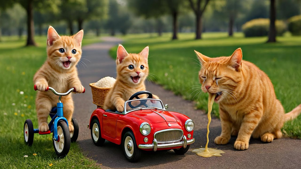 Mama Cat Trims Fur on the Farm and Makes Tiger Hat For Kittens At Home🐾🎩🐯