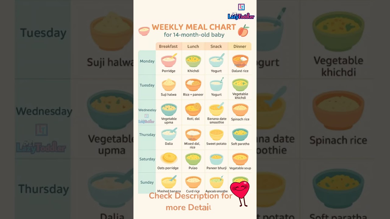 14 Month Baby Food Chart | Homemade Baby Food Ideas 🍲