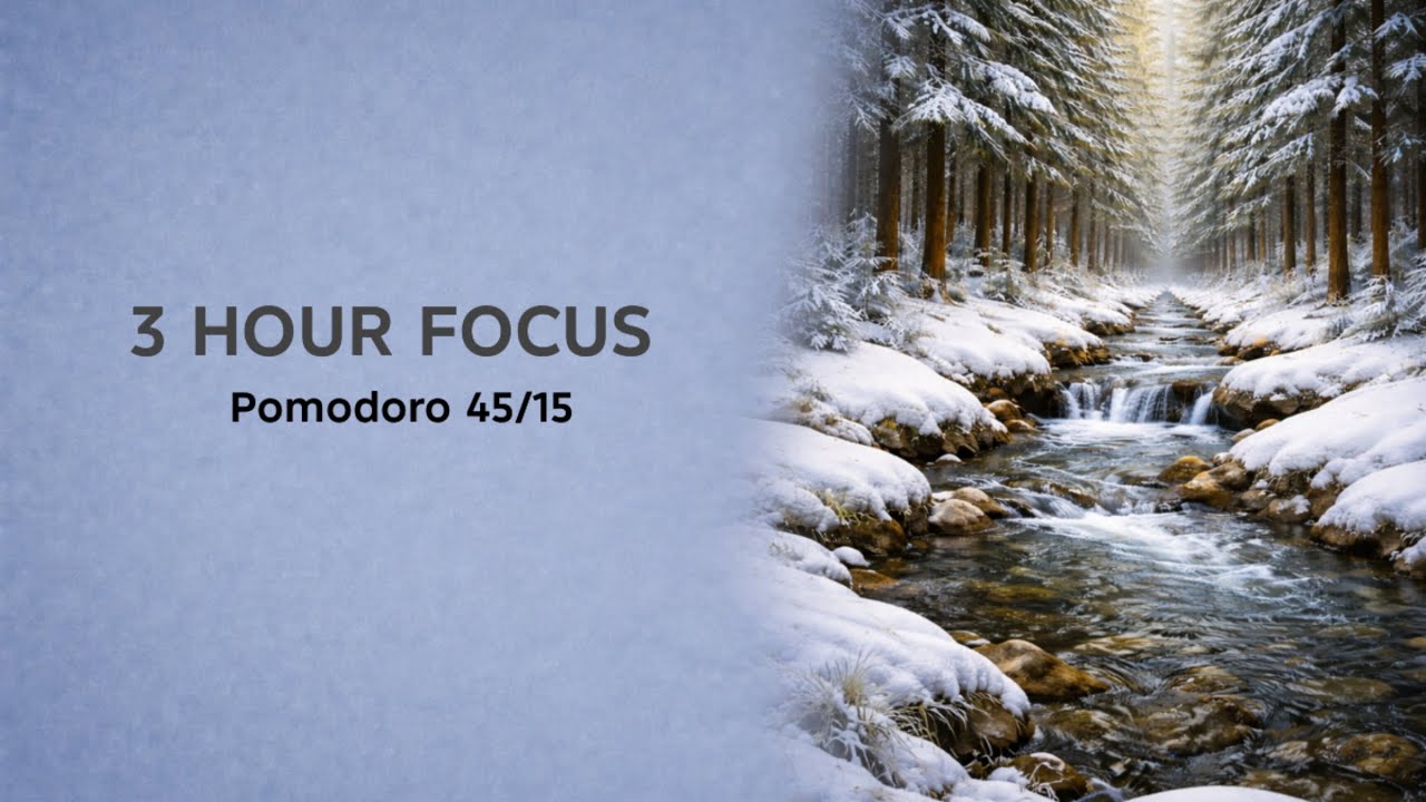 3 Hour Pomodoro 45/15 🌲 Calm Focus in a Snowy Forest | Study With Me