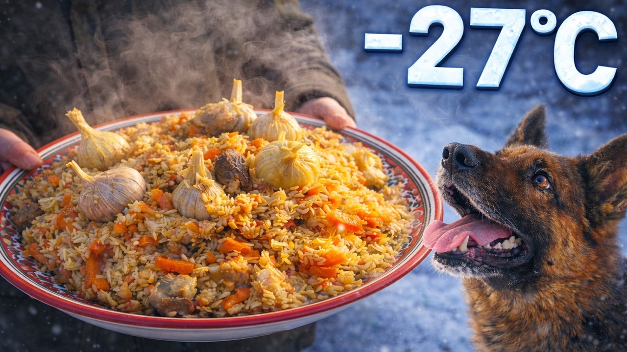 Cooking Pilaf With My Dog at -27°C ❄️ Extreme Winter Food Challenge