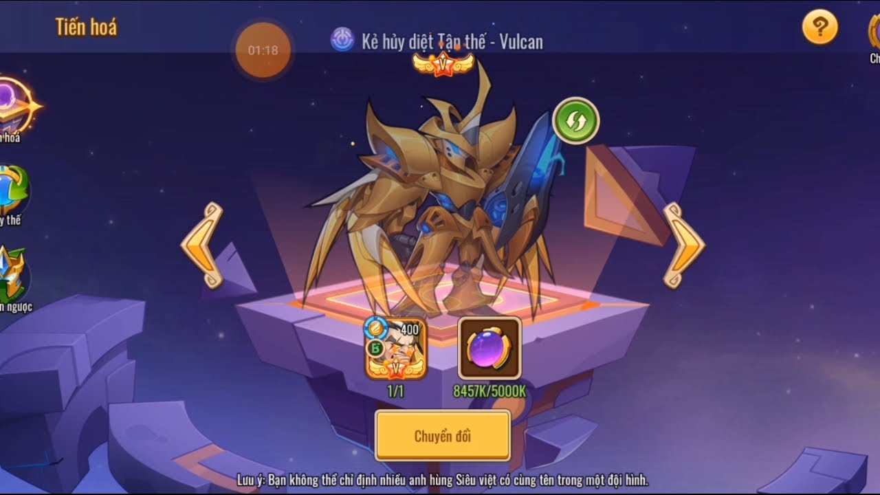IDLE HEROES : Đổi Team Lên Vulcan Thay Xia