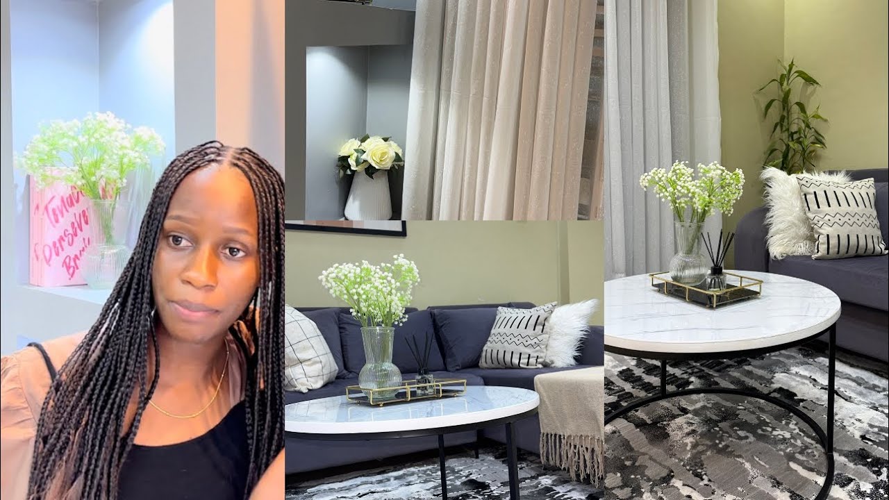 Living room makeover in new apartment, new carpet,coffee table Ugandans YouTuber,