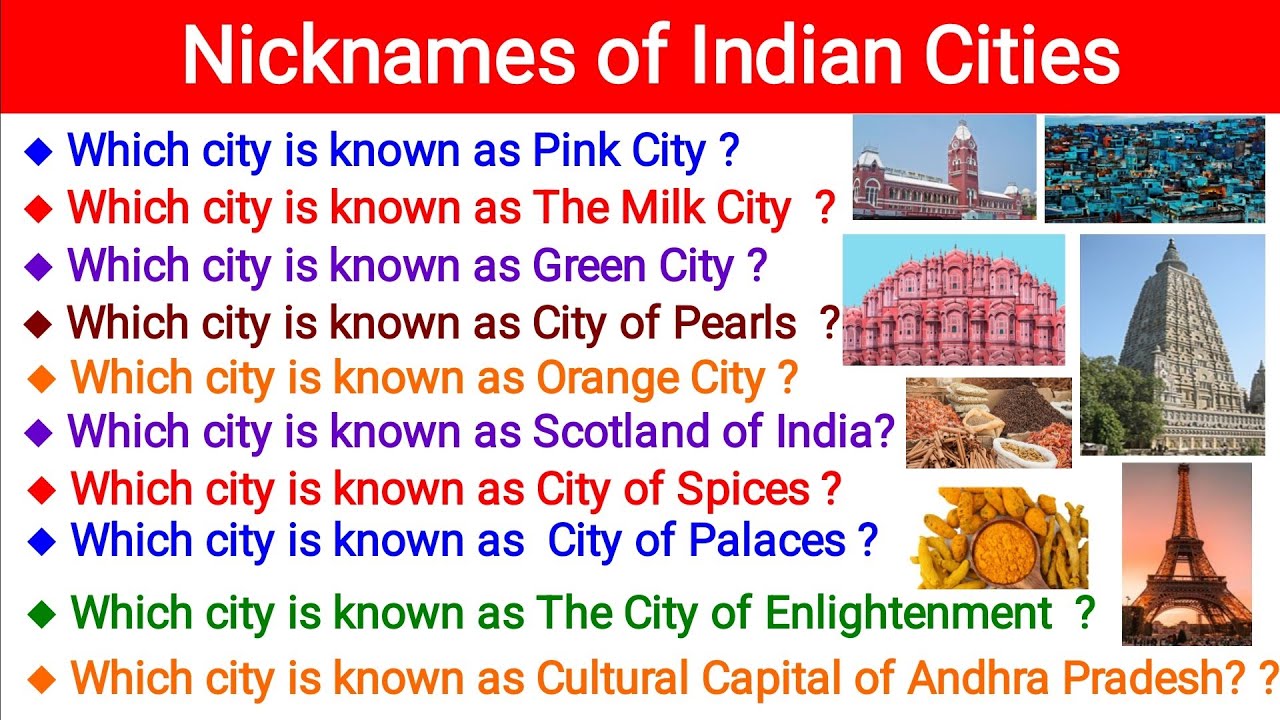 Nicknames of Indian Cities || Important for All Exams