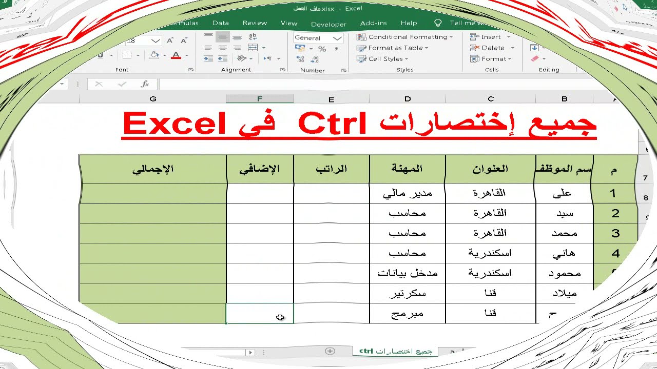 جميع اختصارات ctrl في excel - اختصارات الاكسل - تعلم 20 اختصار لتصبح محترف اكسل - excel shortcuts