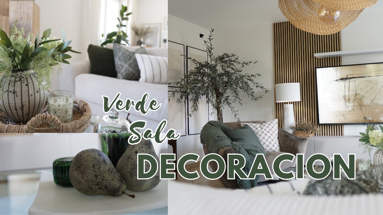 Decoracion moderna de la sala- decorando la sala con colores neutros y verde.