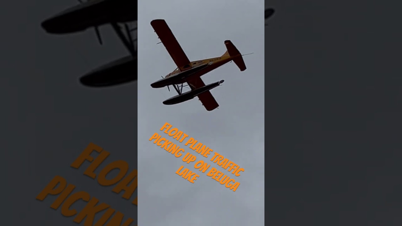 Float Plane Taking off from Beluga Lake in Homer Alaska.  Airplane Traffic Picking up for Summer!